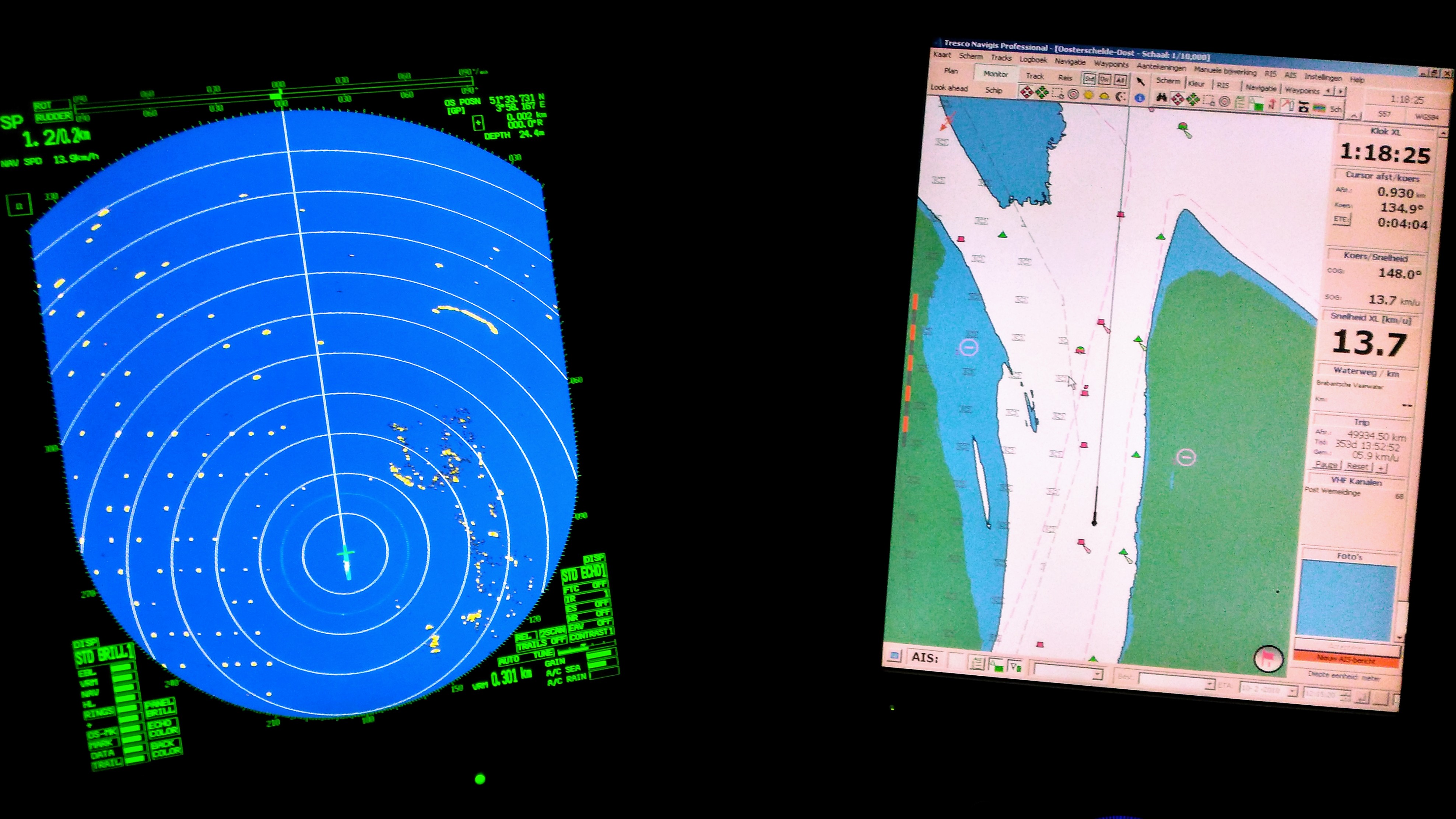 Training navigatie 2 GrootVaarbewijs. Oosterschelde, Westerschelde, Koers en plaatst bepalen, hydrografie en meteorologie.